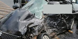 Wreckage of a car at the scene of accident along Nairobi Nakuru Highway on Tuesday, September 22, 2020.