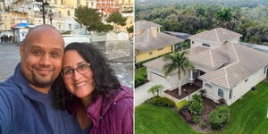Writer and Entrepreneur Kimanzi Constable with his wife (left) and their Florida Mansion.