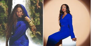 A collage image of singer/songwriter Beyonce Knowles(Left) and Kenyan model Nyokabi  Mukora(Right)
