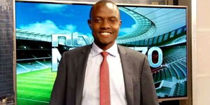 Sports journalist Joshua Makori poses for a photo at NTV studio on April 26, 2018, in Nairobi. 