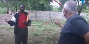 Youth in Kwale confronts a businessman on Tuesday, June 23, 2020.