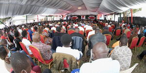 Youth following former President Uhuru Kenyatta's speech at Sagana State Lodge, Sunday January 31, 2021. 