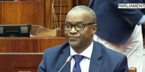 Zachariah Mwangi Njeru appears in Parliament for vetting on Wednesday, October 19, 2022.