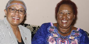 First Lady Margaret Kenyatta (left) and former Nominated Senator Zipporah Kittony.
