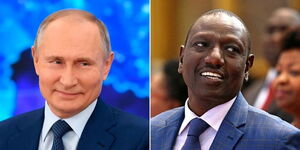 A collage Russian President Vladimir Putin and Kenyan persident-elect William Ruto.