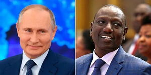 A photo collage of Vladimir Putin and William Ruto