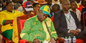 Kenya Kwanza running mate Rigathi Gachagua addresses residents in Nandi County during an economic forum on Sunday, May 29, 2022