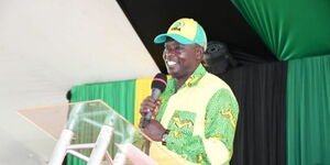 Kenya Kwanza running mate Rigathi Gachagua addresses residents in Nandi County during an economic forum on Sunday, May 29, 2022.