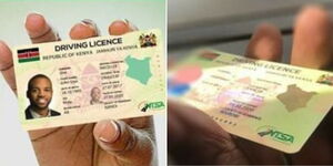A collage of a driving license issued in Kenya by NTSA