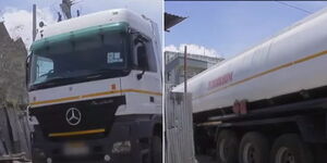 A collage of a fuel tanker in Embakasi on March 23, 2024