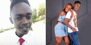 A collage of Benedict Kiptoo and the main suspect behind hi death.
