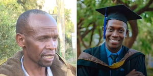 A collage of Paul Mutai (left) and his son Victor Kibet (right)