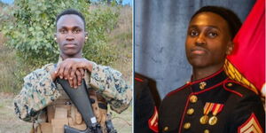 A collage of US Marine Samuel Muturi Wanjiru