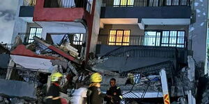 A collapsed building in Uthiru, Nairobi County on Tuesday May 7, 2024