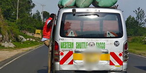 A matatu intercepted by the policein Mumias on Sunday, April 14, 2024.
