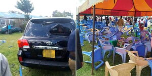 A photo collage of of the aftermarth after Former Deputy President Rigathi Gachagua was attacked on Thursday, November 28, 2024.