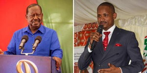 A photo collage of Azimio Leader Raila Odinga and Embakasi East MP Babu Owino