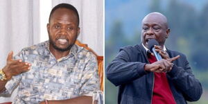 A photo collage of Trans Nzoia Governor George Natembeya and former Deputy President Rigathi Gachagua.