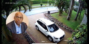 A photo of a car parked at Jimmy Wanjigi's residence on Monday, July 7.
