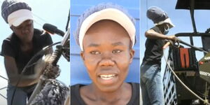 A screengrab of Nancy Nekesa working at car wash in Kapenguria 