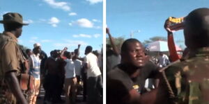 A photo collage of teachers and boda boda riders protesting in Garissa on Monday, October 13.