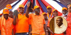 A photo of ODM party leaders during a past event and an insert of former Deputy President Rigathi Gachagua