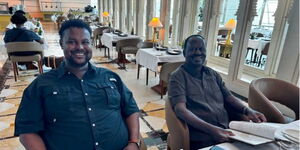 A photo of the Late former Prime Minister Raila Odinga (Right) and his adopted son Oketch Salah (left)
