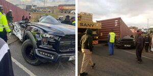 A pick up involved in a road acciddnt along Nairobi- Mombasa Highway on Monday, September 22.