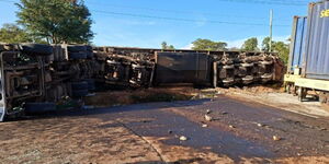 A train and truc collission that happened along the Pamusu- Lusaka Road in Bungoma County, on Monday, Noveber 24