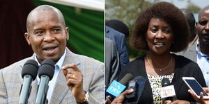 A collage Interior Cabinet Secretary Kithure Kindiki (left) and TSC CEO Nancy Macharia (right) 