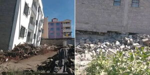A collage of  a building about to collapse in Kabete Kiambu County  