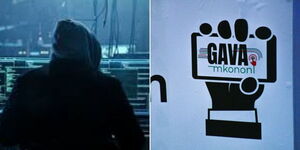 A collage of a cyber attacker working on a computer (left) and a logo of the Ecitizen platform launched by the government (right)