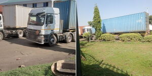 A collage of a truck detained at the Kenya-Uganda border on Tuesday July 18, 2023
