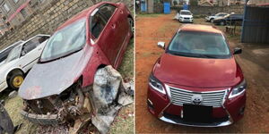 A collage of a vehicle being revamped (left) and he finished product (right)