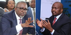 A collage of Agriculture Cabinet Secretary (left) and Trade Cabinet Secretary Moses Kuria (right)