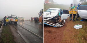 A collage of an accident along Nairobi Nakuru highway on Wednesday August 2, 2023