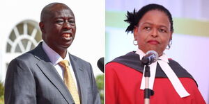 A photo collage of Deputy President Rigathi Gachagua and Chief Justice Martha Koome