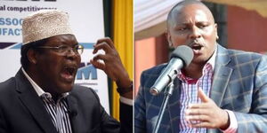 A collage of Lawyer Miguna Miguna (left) and Kikuyu MP Kimani Ichung'wah (right)