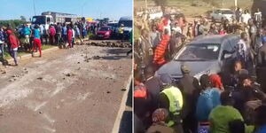 A collage of locals protesting along Thika Road on Saturday December 2, 2023