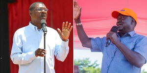 A collage of National Assembly Speaker Moses Wetangula (left) and opposition leader Raila Odinga (right)