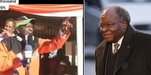 A collage of President William Ruto (right) and the late President Mwai Kibaki (right)
