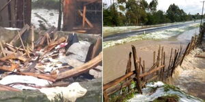 A collage of property destroyed by floods in Kinangop in Nyandarua County on January 15, 2024
