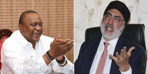 A collage of retired President Uhuru Kenyatta (left) and Businessman Jaswant Singh Rai(right)