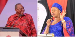 A collage of retired President Uhuru Kenyatta (left) and nominated MP Sabina Chege (right)