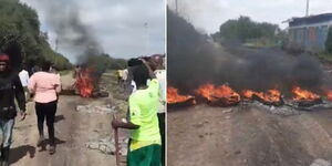 A collage of Ruiru residents protesting on Wednesday January 3, 2024