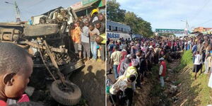 A collage of the aftermath of an accident in Migori County on Saturday April 8, 2023