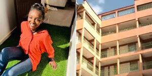 A collage of the late Catherine Njeri (left) and the building in Ruaka where she fell from the 7th floor on Sunday May 21, 2023