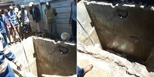 A collage of the well where 17 people fell in Kiambu on Saturday August 19, 2023