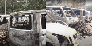 A collage of vehicles burnt down in Kaimbu on Thursday February 29, 2024