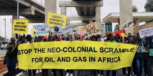 A group of activists protesting the ACS 2023 in Nairobi on Monday September 4, 2023